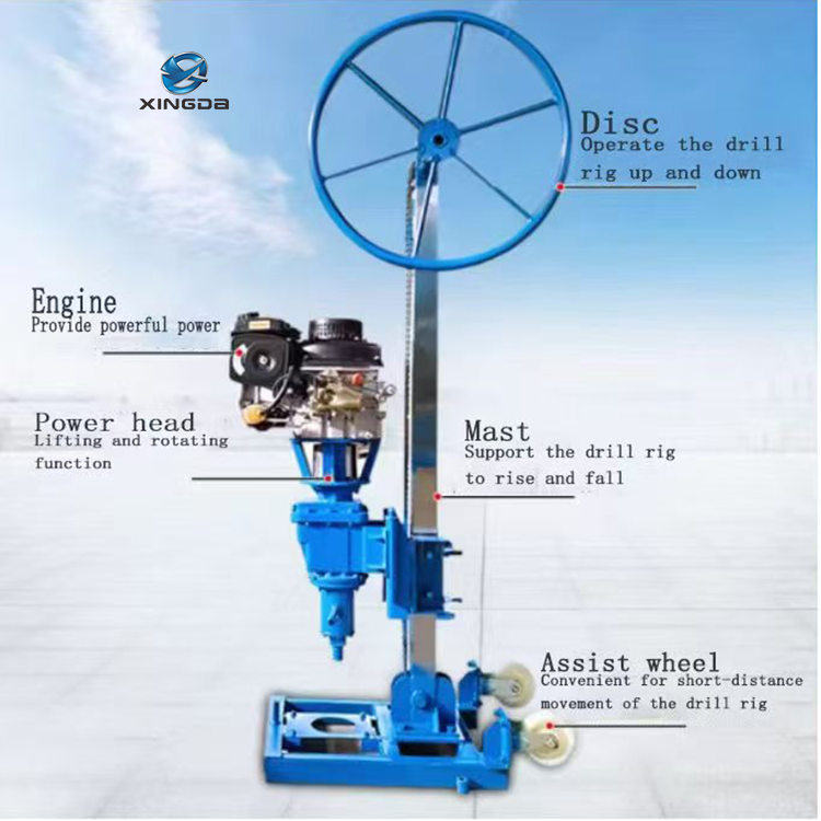 25m Small One Man Operate Portable Diesel Engine Core Drilling Rig