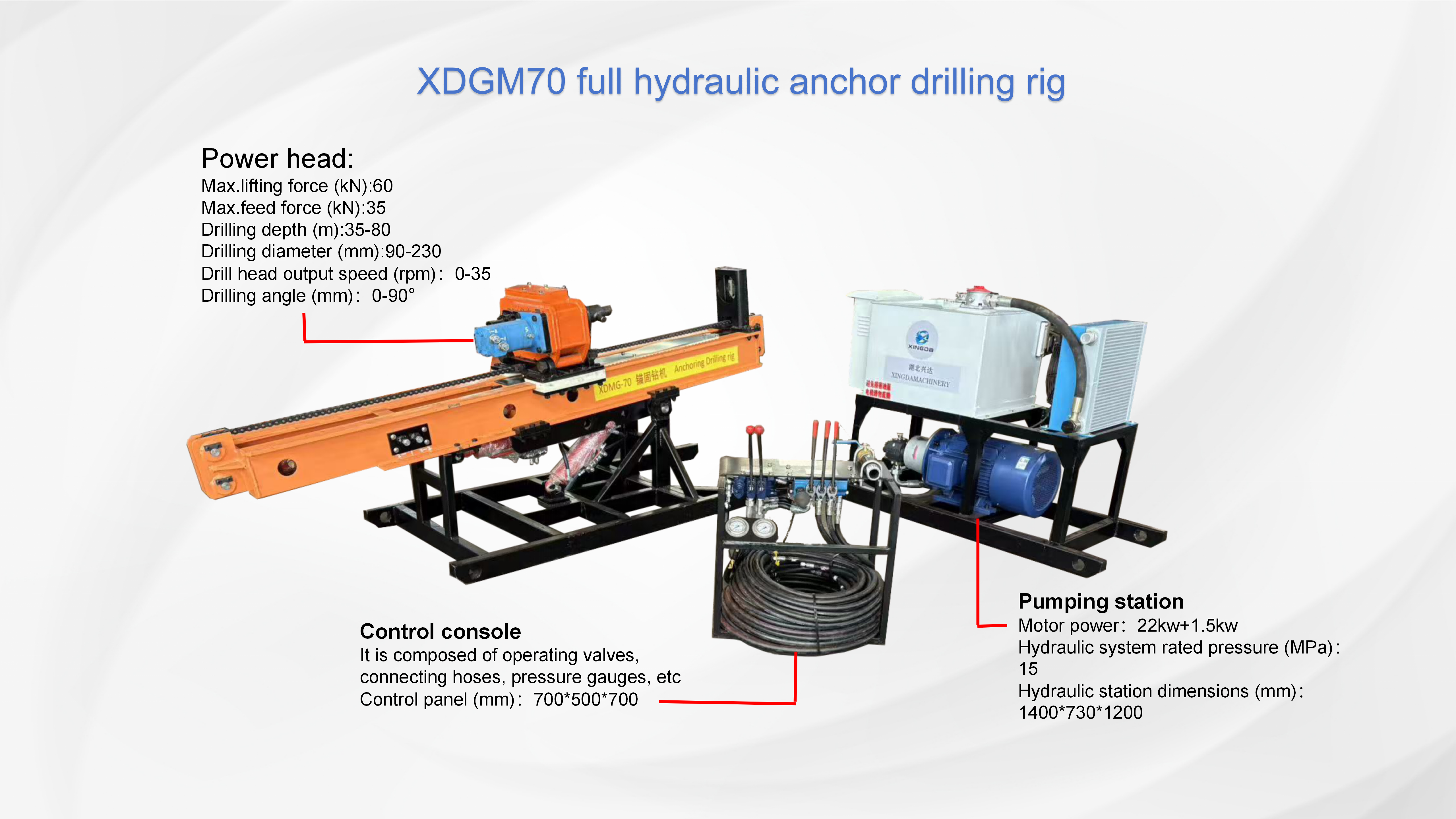 XDMG-70 portable powerful anchor drilling rig for anchor bolt hole drilling